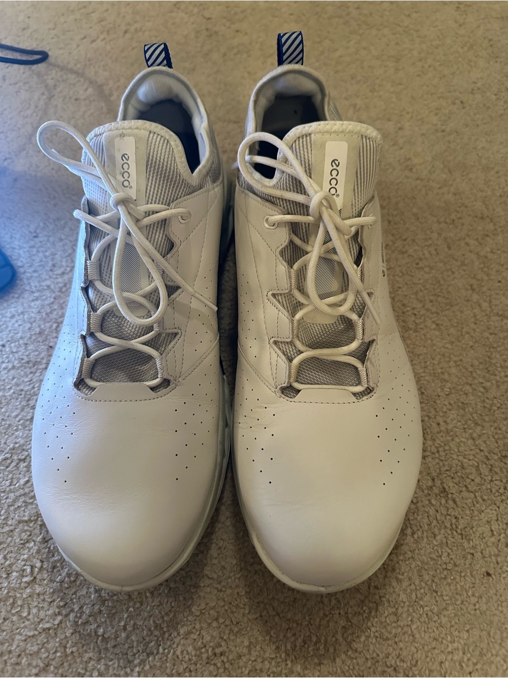 Ecco Men’s Golf Biom C4 White Leather Lace-Up Sneakers. Gore Tex.